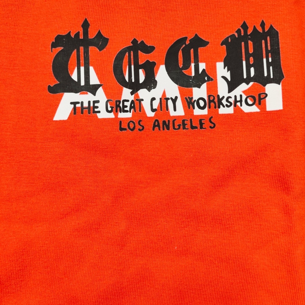 AMIRI Bright Orange Short Sleeve Logo Tee - Picture 7 of 7
